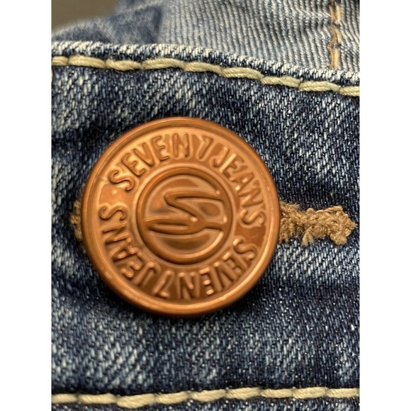 Seven 7 Premium Denim Slim Straight Women's Size 12 (36”) Blue Medium Wash - Picture 7 of 9